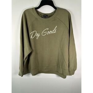Originality Sweatshirt Mens XL Olive Green Long Pullover Dry Goods Script Logo